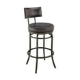thumbnail image 1 of Armen Living Indoor Rees Swivel Counter or Bar Stool in Black Finish with Gray Faux Leather, 1 of 7