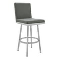 thumbnail image 1 of Armen Living Indoor Rochester 30" Swivel Modern Black Metal and Gray Faux Leather Barstool, 1 of 7