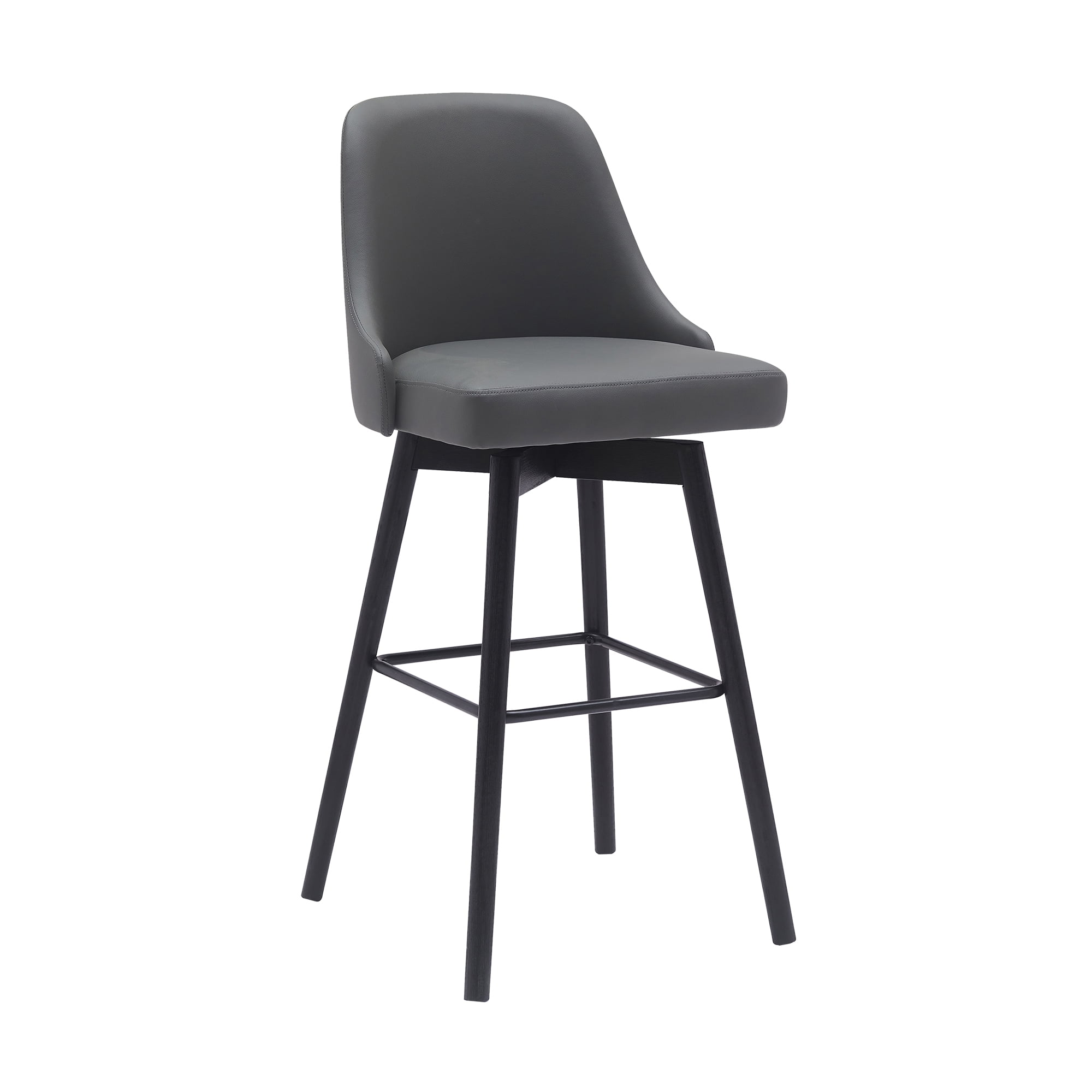 Armen Living Indoor Sicily 26" Swivel Walnut Wood Counter Stool in Gray Faux Leather
