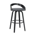 thumbnail image 1 of Sonia 30" Bar Height Swivel Gray Faux Leather and Black Wood Bar Stool, 1 of 11
