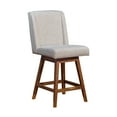 thumbnail image 1 of Armen Living Stancoste Modern Farmhouse 26" Seat Height Swivel Bar Stool for Kitchen Island Counter in Brown Oak Wood with Taupe Fabric, 1 of 11