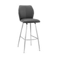 thumbnail image 1 of Tandy Gray Faux Leather and Brushed Stainless Steel 26" Counter Stool, 1 of 11