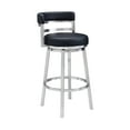 thumbnail image 1 of Titana 30" Bar Height Swivel Black Faux Leather and Brushed Stainless Steel Bar Stool for Kitchen Island Counter, 1 of 11