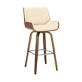 thumbnail image 1 of Tyler 26" Counter Height Swivel Cream Faux Leather and Walnut Wood Bar Stool, 1 of 12