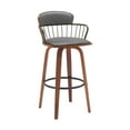 thumbnail image 1 of Willow 25.5" Swivel Walnut Wood Counter Stool in Gray Faux Leather with Golden Bronze Metal, 1 of 10