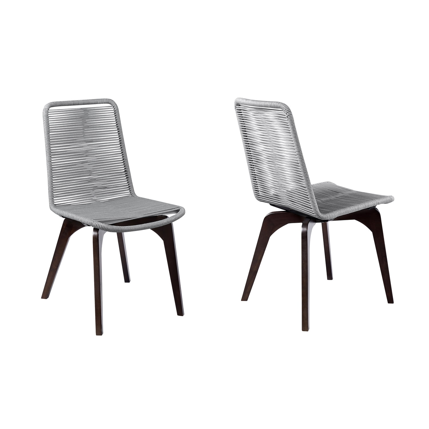 Silver Rope and Eucalyptus Wood Armless Side Chairs - Set of 2