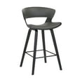thumbnail image 1 of Jagger Modern 26" Black Wood and Gray Faux Leather Counter Height Barstool, 1 of 7
