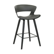 Jagger Modern 26" Black Wood and Gray Faux Leather Counter Height Barstool