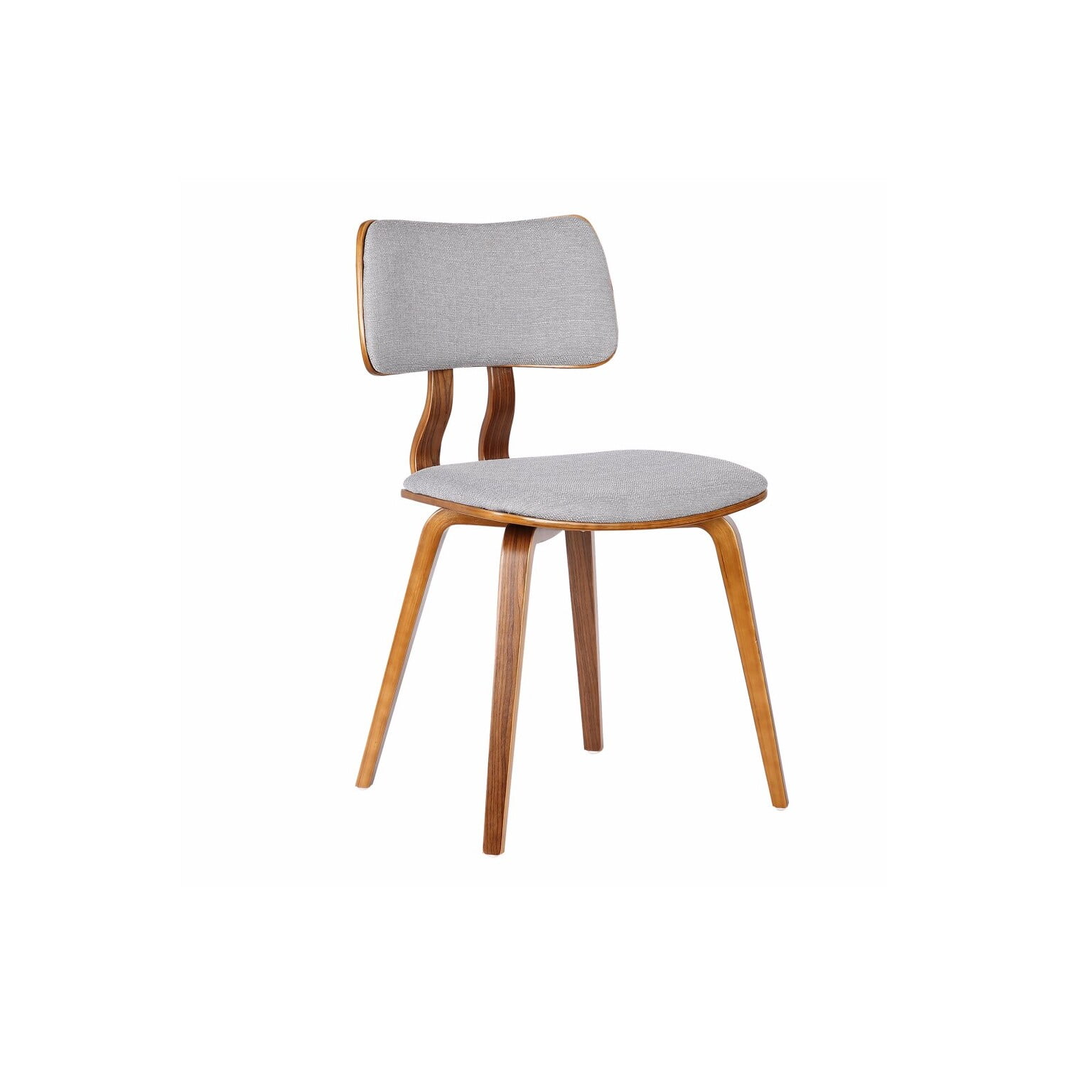 Mid-Century Gray Fabric Upholstered Wooden Side Chair