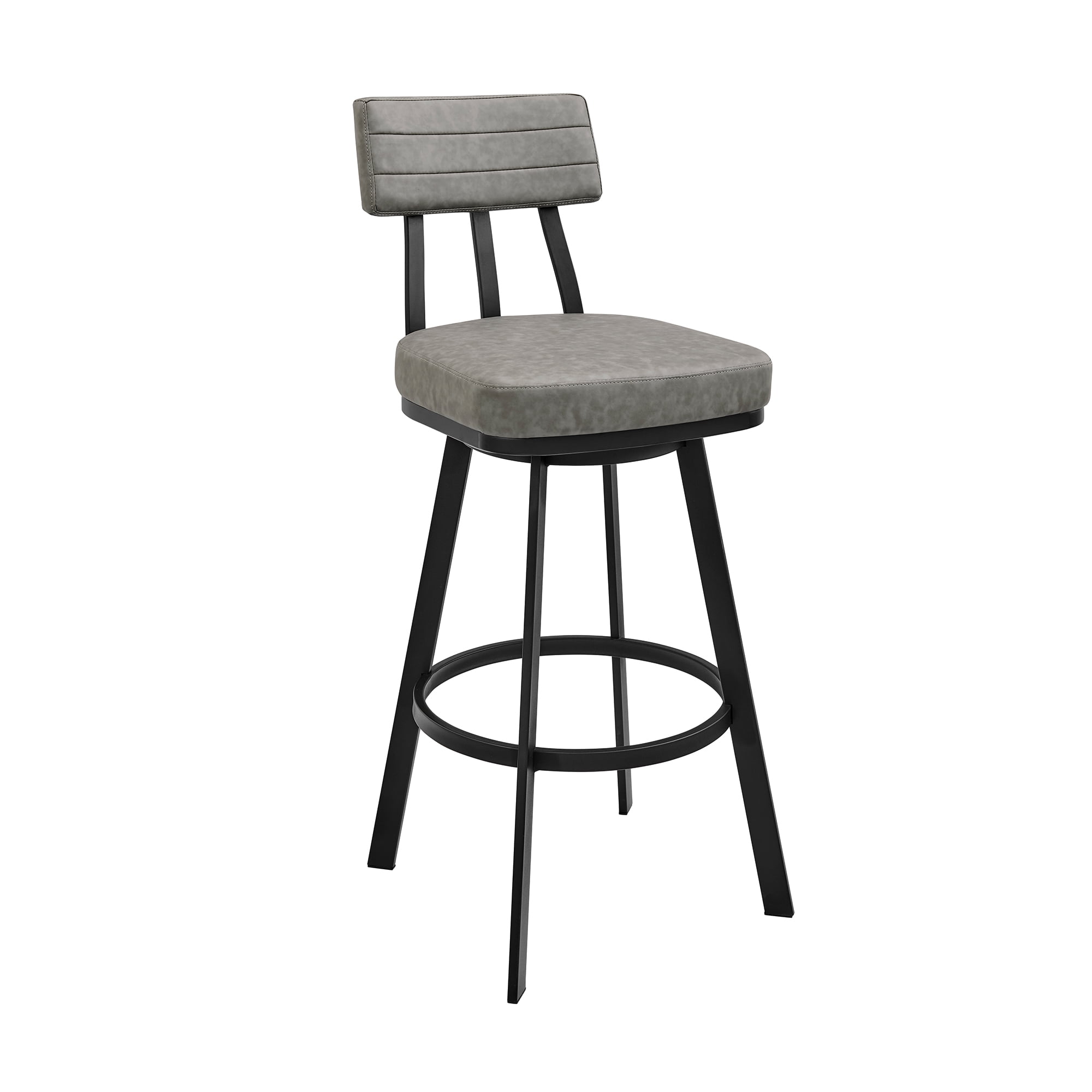 Armen Living Jinab 26" Swivel Metal & Faux Leather Counter Stool in Black/Gray