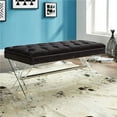 thumbnail image 1 of Armen Living Joanna Ottoman Bench with Tufted Velvet with Crystal Buttons and Acrylic Legs, 1 of 4