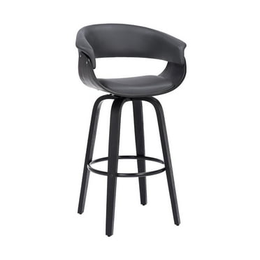 Armen Living Julyssa 26" Faux Leather/Wood Swivel Counter Stool in Gray/Black