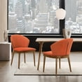thumbnail image 1 of Juno Orange Fabric and Walnut Wood Dining Side Chairs - Set of 2, 1 of 8