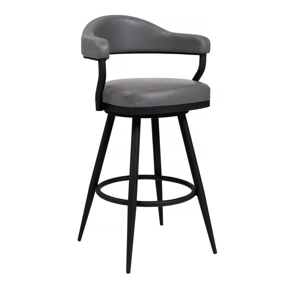 Armen Living Justin 26" Modern Metal Swivel Counter Stool in Black/Vintage Gray