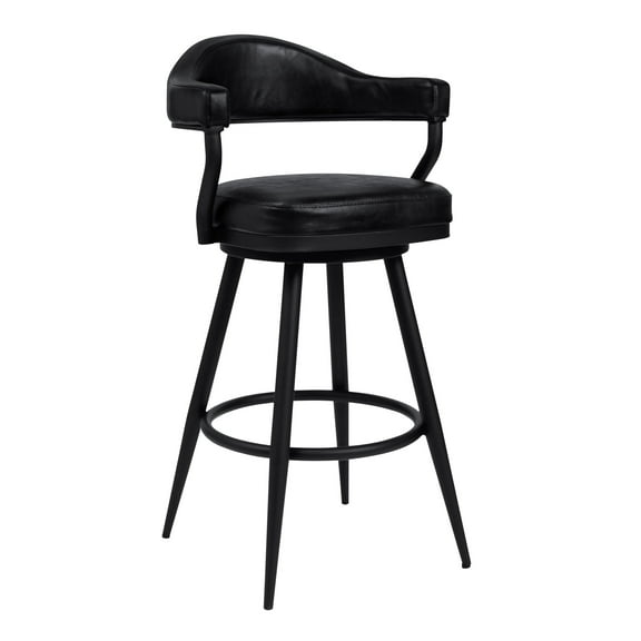 Armen Living Justin 26" Modern Metal Swivel Counter Stool in Black