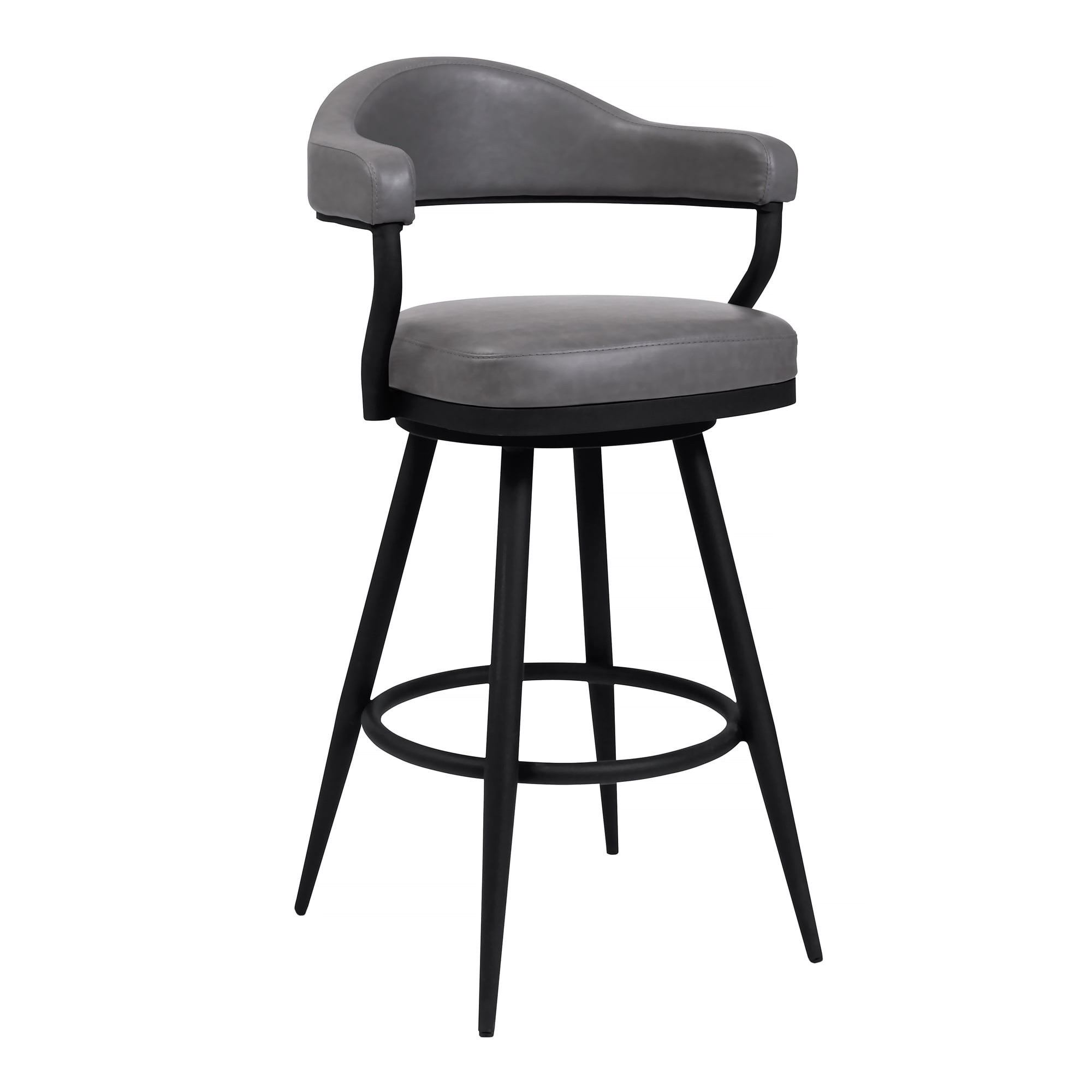 Armen Living Justin 30" Modern Metal Swivel Bar Stool in Black/Vintage Gray