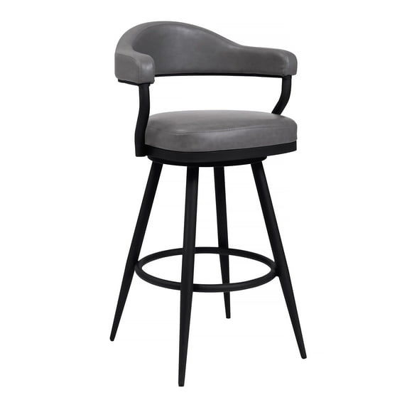Armen Living Justin 30" Modern Metal Swivel Bar Stool in Black/Vintage Gray
