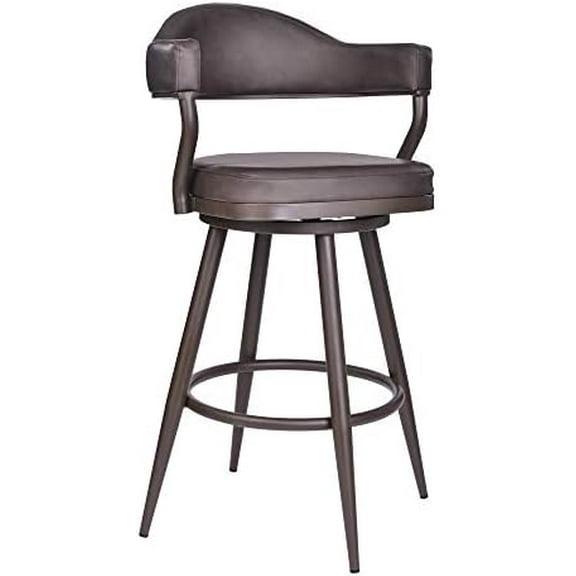 Armen Living Justin Modern 30" Faux Leather Bar Stool in Brown