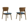 thumbnail image 1 of Kalia Wood Dining Chair in Walnut Finish with Blue Fabric - Set of 2, 1 of 6
