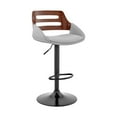 thumbnail image 1 of Armen Living KarterAdjustable Gray Faux Leather and Walnut Wood Bar Stool with Black Base, 1 of 10
