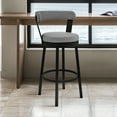 thumbnail image 1 of Kobe 26" Counter Height Swivel Bar Stool in Black Finish and Gray Faux Leather, 1 of 8