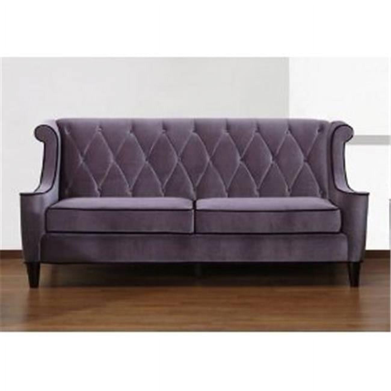 Armen Living LC8443GRAY 844 Barrister Sofa Gray VelvetBlack Piping