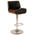thumbnail image 1 of Armen Living London Swivel Barstool, Black/Walnut Veneer and Chrome Base, 1 of 4