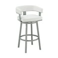 thumbnail image 1 of Armen Living Lorin26" Counter Height Swivel Bar Stool in Silver Finish with White Faux Leather, 1 of 12