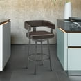 thumbnail image 1 of Armen Living Lorin30" Bar Height Swivel Bar Stool in Java Finish and Chocolate Faux Leather, 1 of 13
