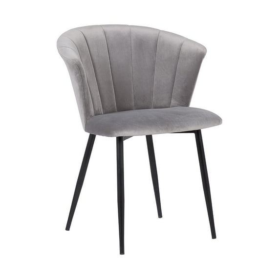 Lulu Contemporary Dining Chair in Black Powder Coated Finish and Grey Velvet
