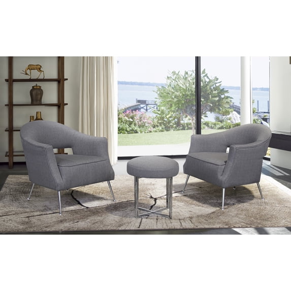 Armen Living Lyric Accent Chair in Gray and Silver