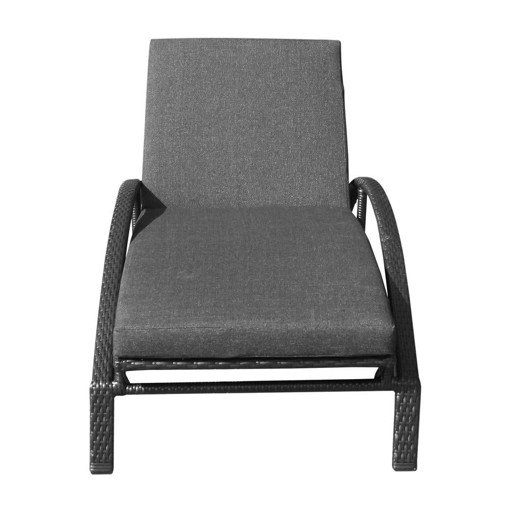 Mahana Adjustable Outdoor Chaise Lounge Chair in Black Wicker