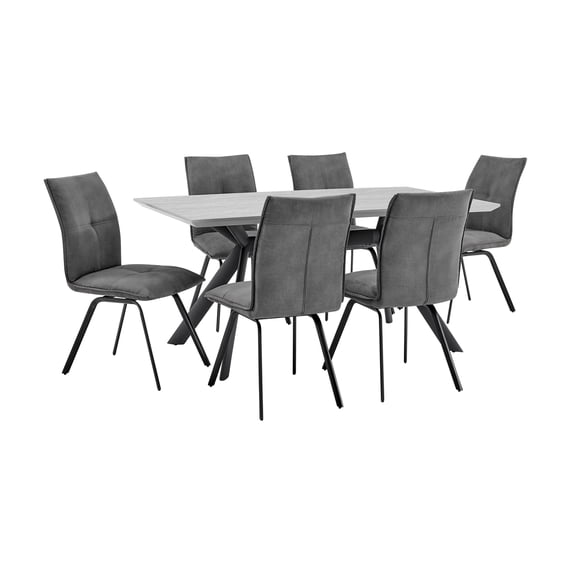 Margot and Charcoal Rylee 7 Piece Modern Rectangular Dining Set