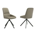 thumbnail image 1 of Maverick Swivel Upholstered Dining Chair in Taupe Gray Faux Leather with Black Metal Legs - Set of 2, 1 of 6