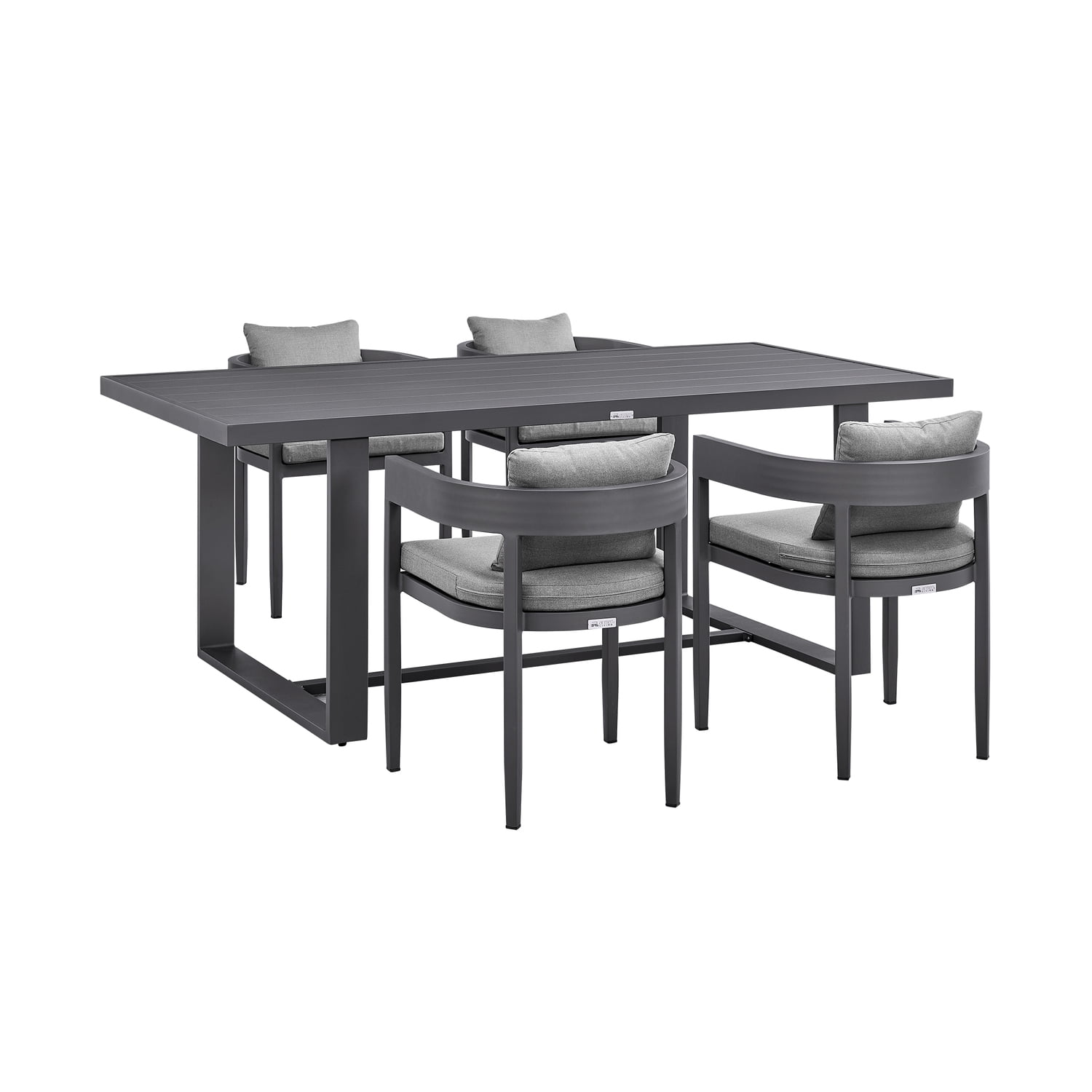 Modern Dark Gray Aluminum 5-Piece Outdoor Dining Set with Cushions