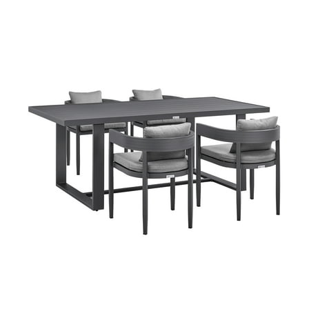 Armen Living Menorca Outdoor Patio 5-Piece Aluminum Dining Set in Gray