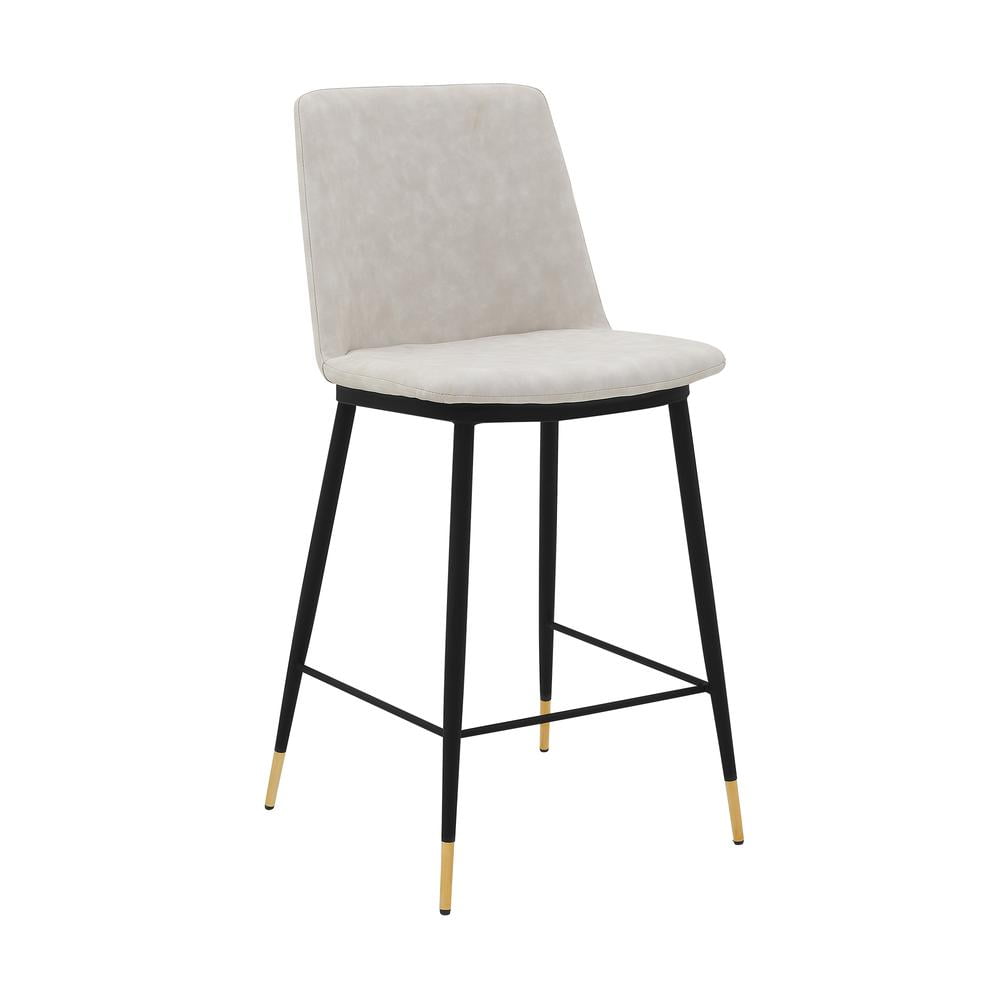 Messina 26" Modern Faux Leather and Metal Counter Height Bar Stool