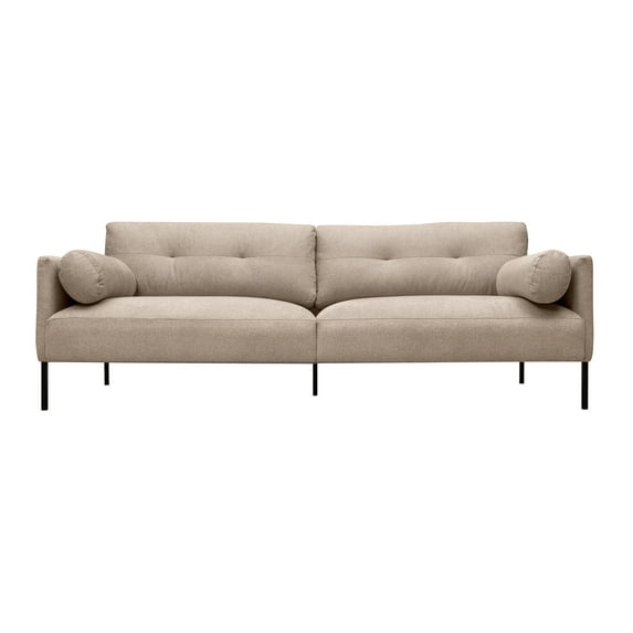 Michalina 84" Beige Fabric Sofa with Black Metal Legs