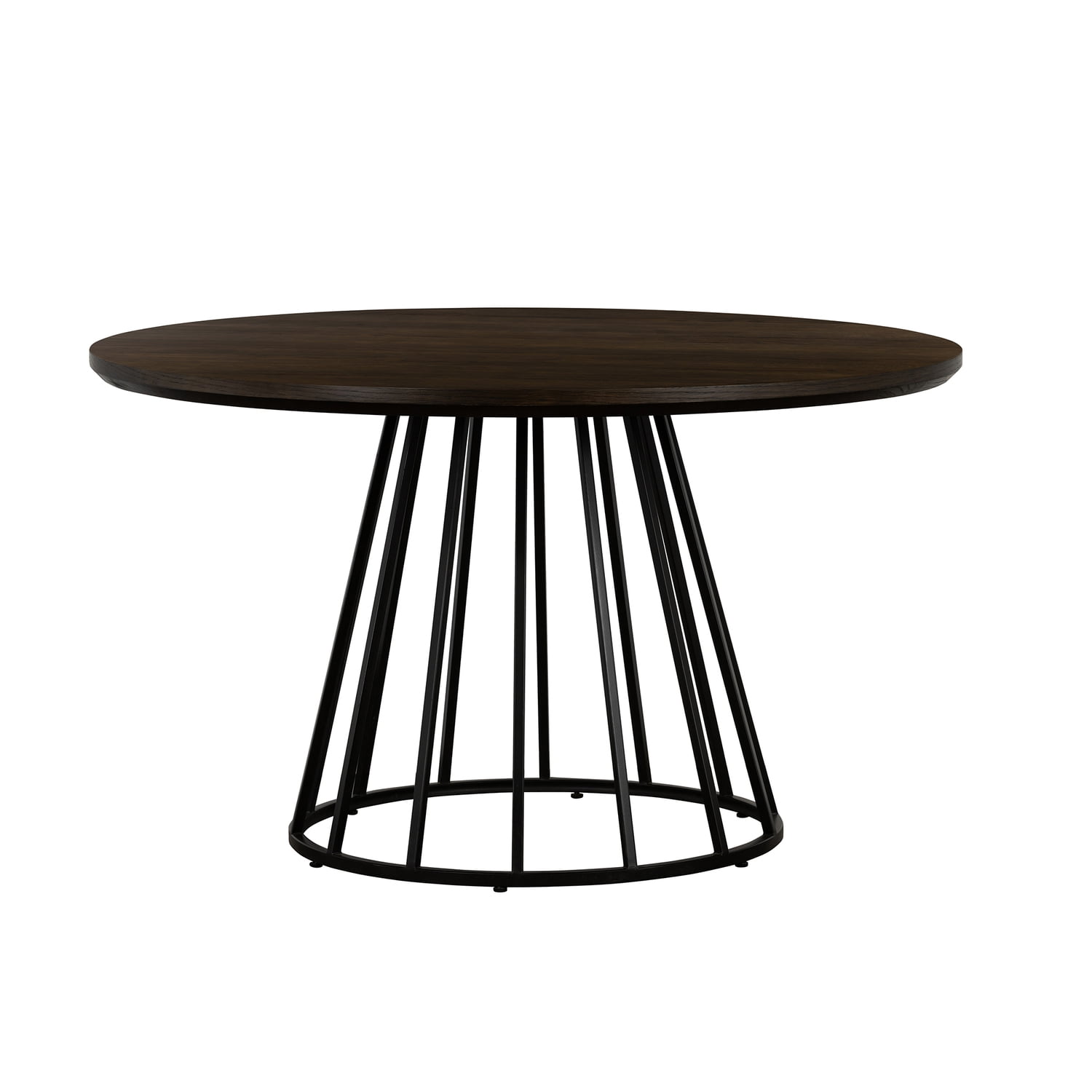 Motion Oak and Metal Round Dining Table, Seats 4, 51"