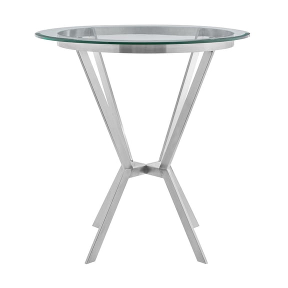 Armen Living Naomi 36"Round Contemporary Stainless Steel Dining Table in Chrome
