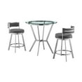 thumbnail image 1 of Armen Living Naomi and Roman Counter Height Dining Set in Grey Faux Leather Brushed Stainless Steel & Gray 3-Piece Sets 3-Piece 2, 1 of 5