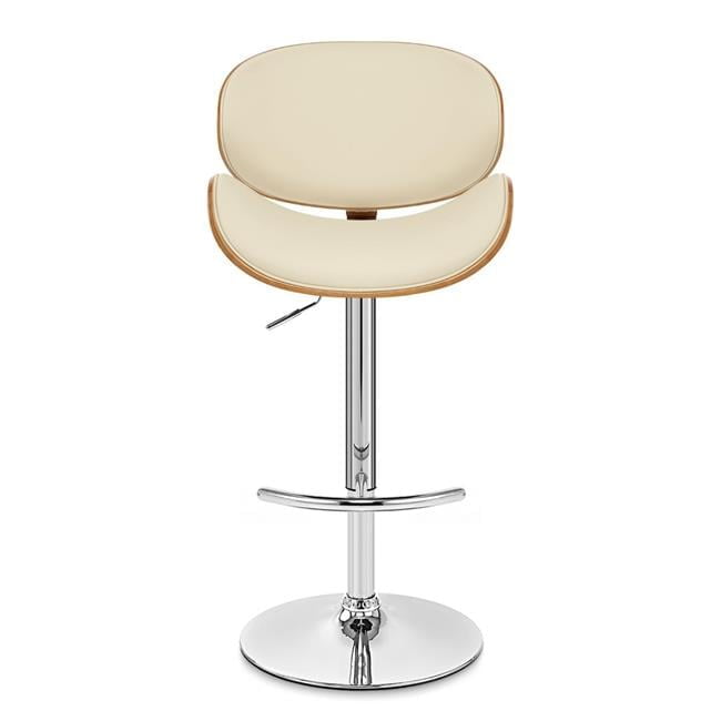 Contemporary Cream Leather Swivel Bar Stool with Chrome Finish