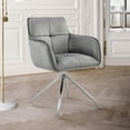thumbnail image 1 of Noah Dining Room Accent Chair in Grey Velvet and Brushed Stainless Steel Finish, 1 of 8
