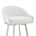 thumbnail image 1 of Noran Swivel Counter Stool in Brushed Stainless Steel with White Faux Leather, 1 of 10