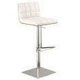 thumbnail image 1 of Armen Living Oslo Adjustable Brushed Stainless Steel Barstool, White with Walnut Back, 1 of 2