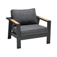 thumbnail image 1 of Palau Outdoor Chair in Dark Grey with Natural Teak Wood Accent and Cushions, 1 of 7