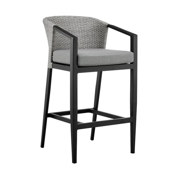 Armen Living Palma 26" Aluminum Outdoor Counter Height Bar Stool in Gray