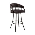 thumbnail image 1 of Armen Living Palmdale 30" Swivel Brown Faux Leather and Java Brown Metal Bar Stool, 1 of 1