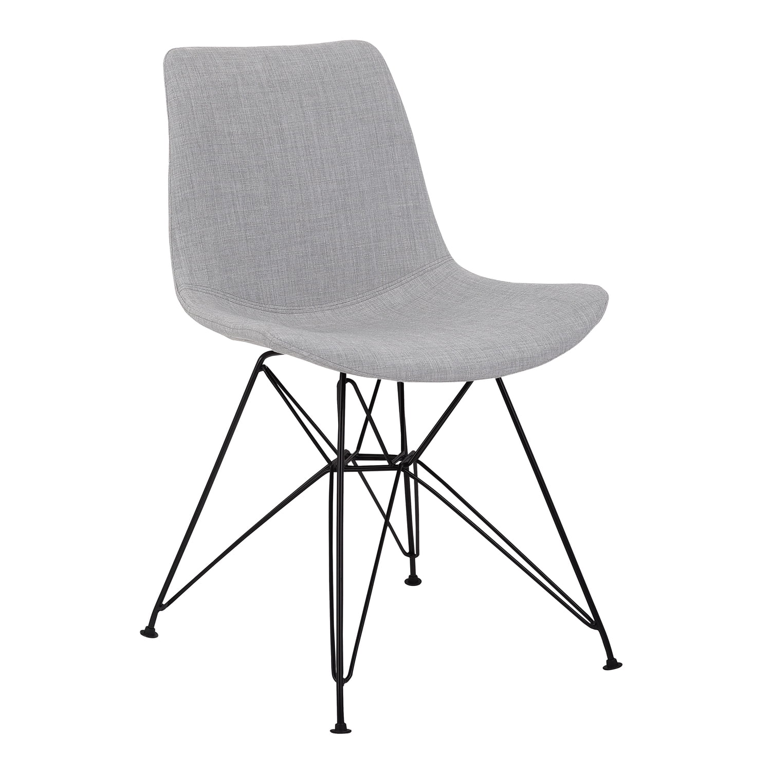High-Back Gray Faux Leather Upholstered Side Chair with Metal Frame