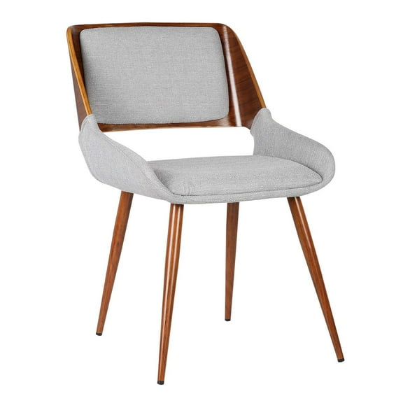 Armen Living Panda Modern Fabric Dining Chair in Walnut Wood and Gray